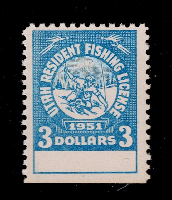 UT fishing F1 $3 MNH VF, 1951, se at bot.