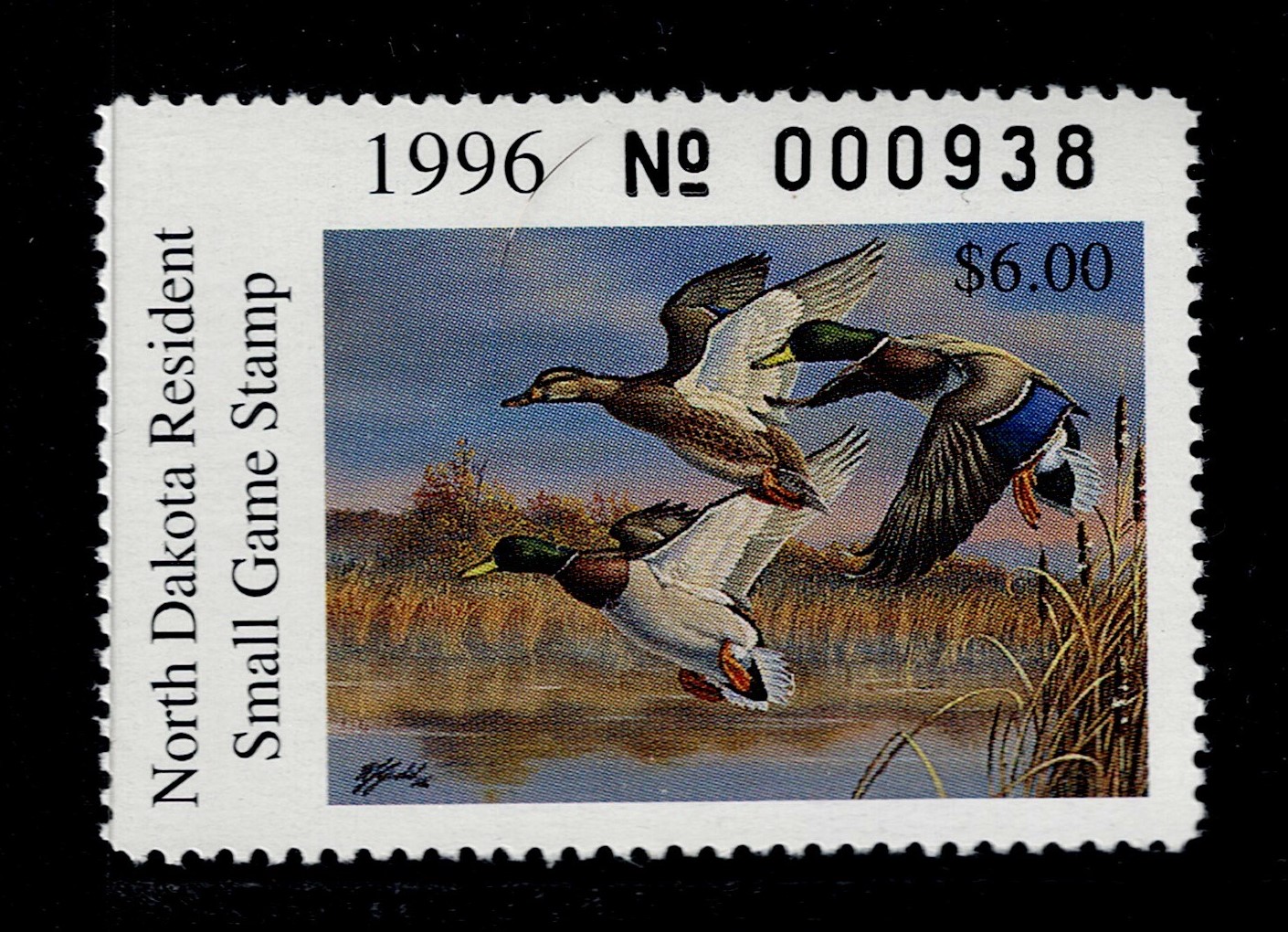 ND waterfowl small game habitat SGHB30 $6 MNH VF, 1996