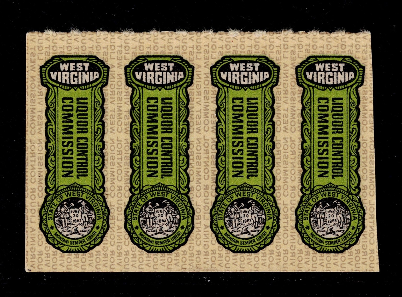 WV liquor seal LS4 MNH VF strip of 4
