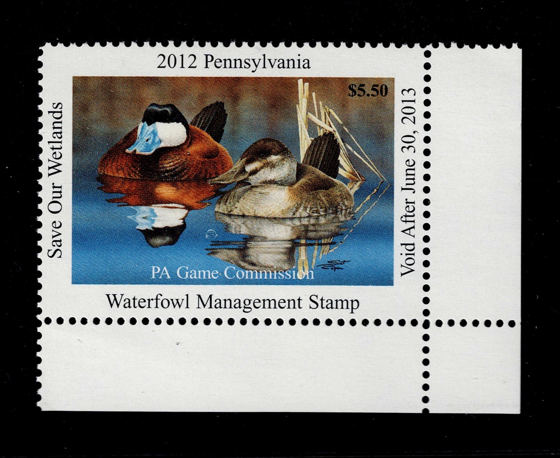 PA waterfowl W30 $5.50 MNH VF, 2012