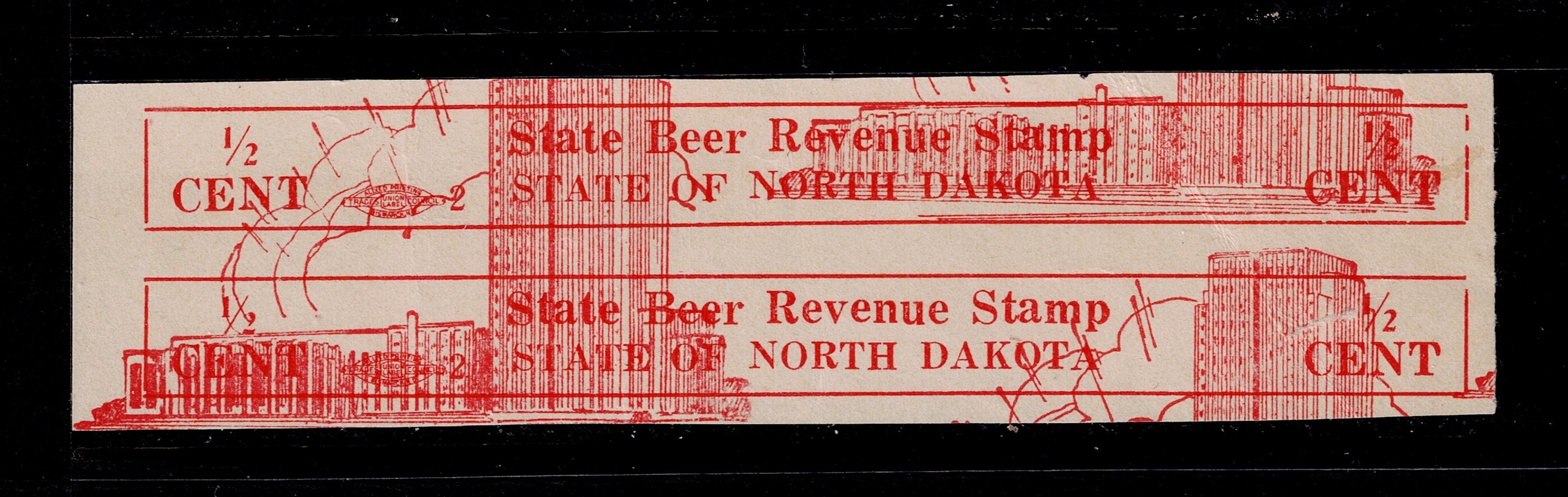 ND beer B1a 1/2c MNH VF, imperf pair, crease