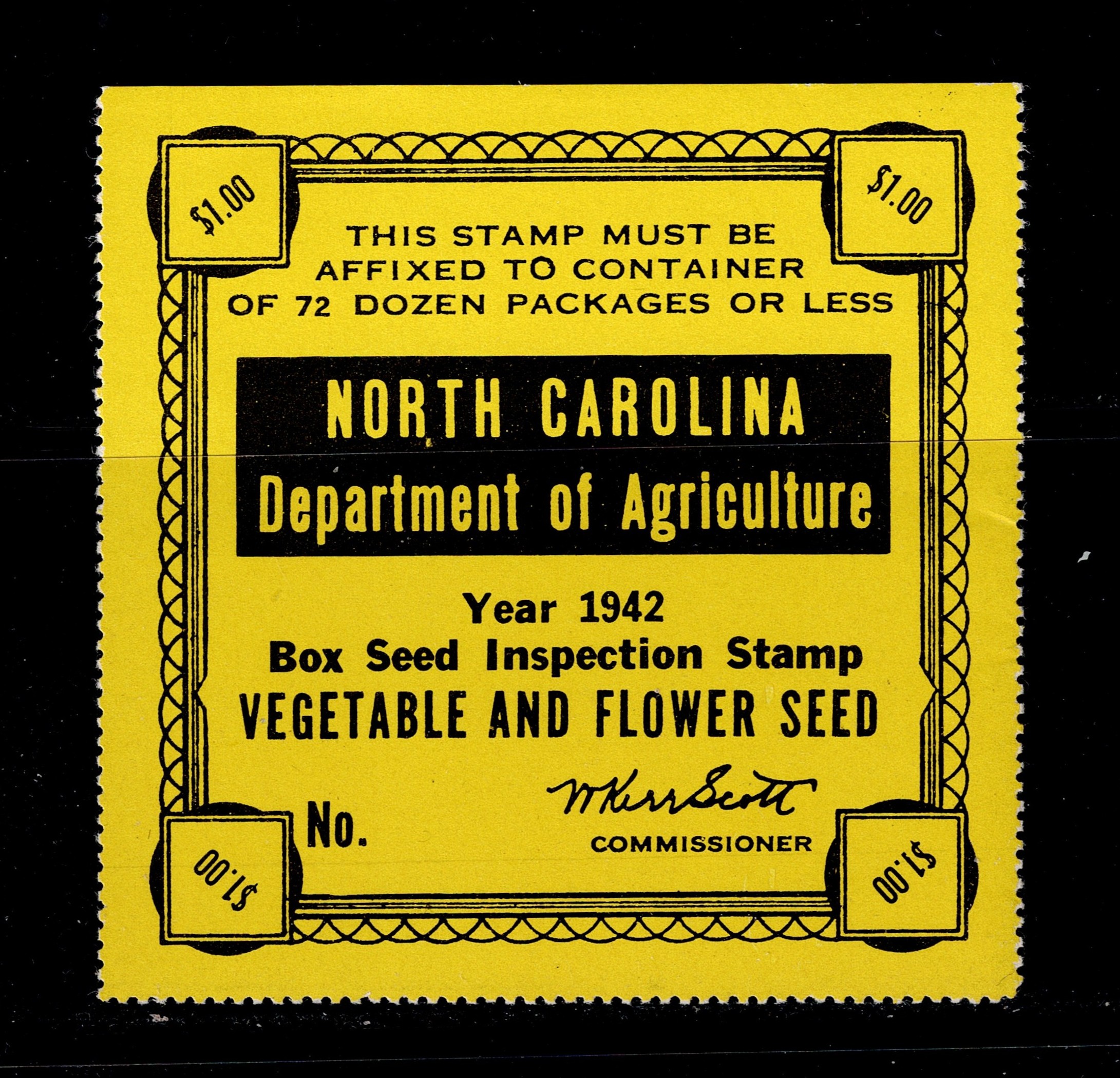 NC seed PS5 $1.00 MNH XF, sharp color, fresh
