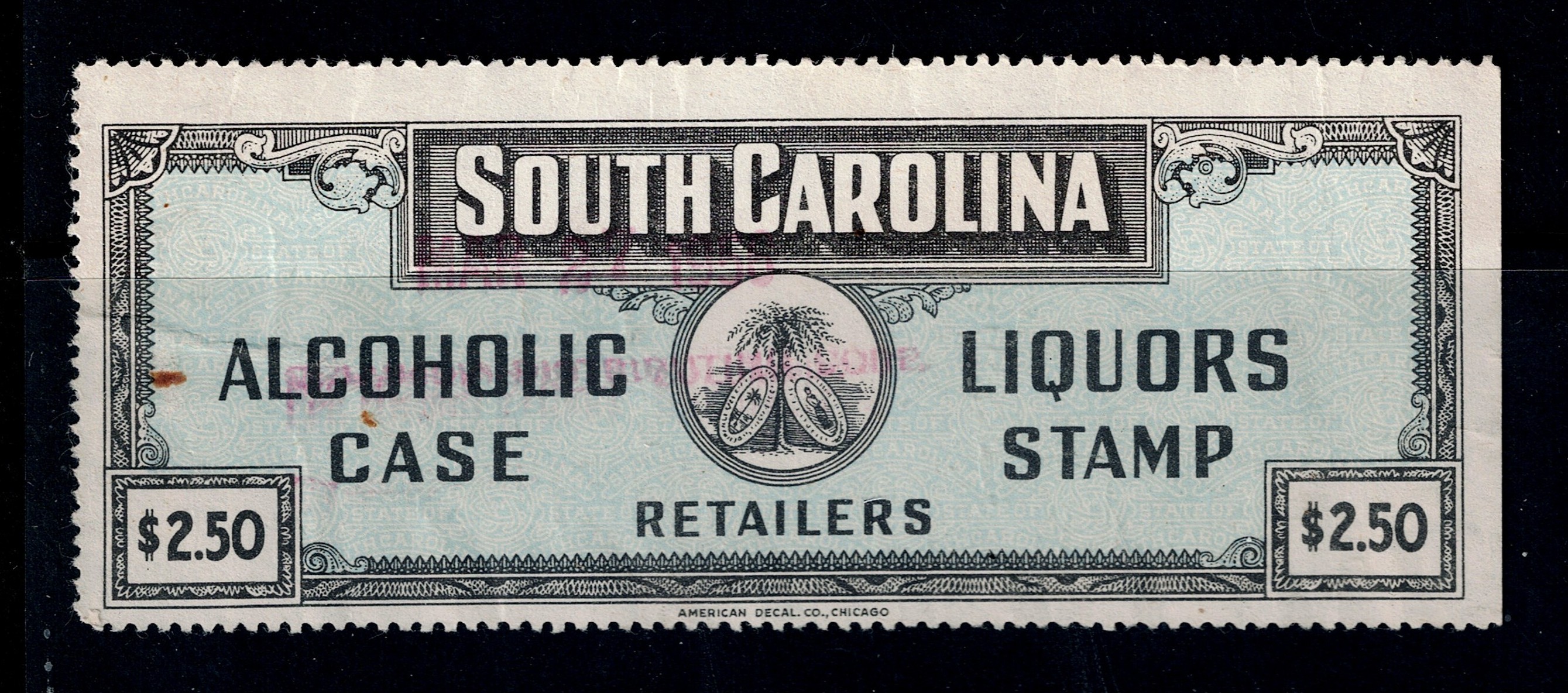 SC liquor LC6 $2.50, U F-VF, safety intact