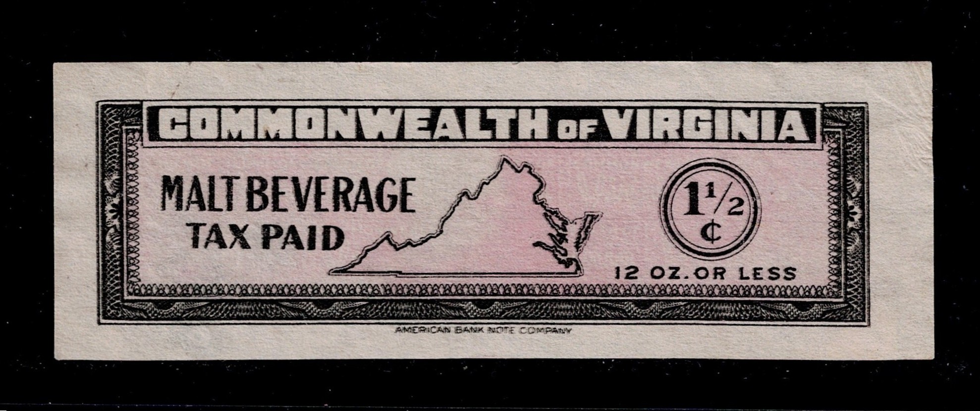 VA beer B11a 1-1/2c U VF, faded safety