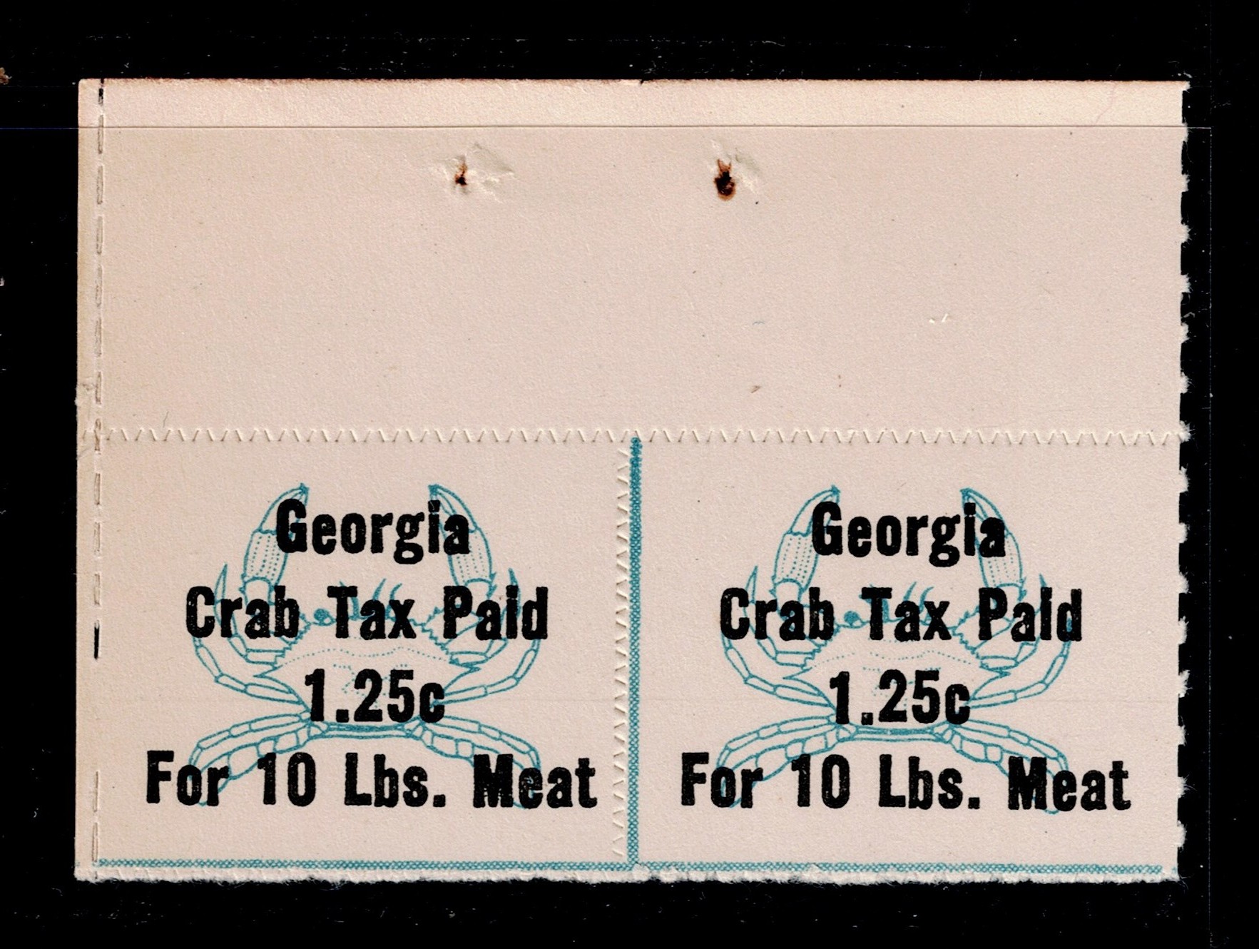 GA crab CR1 1.25c MNH VF top margin pair