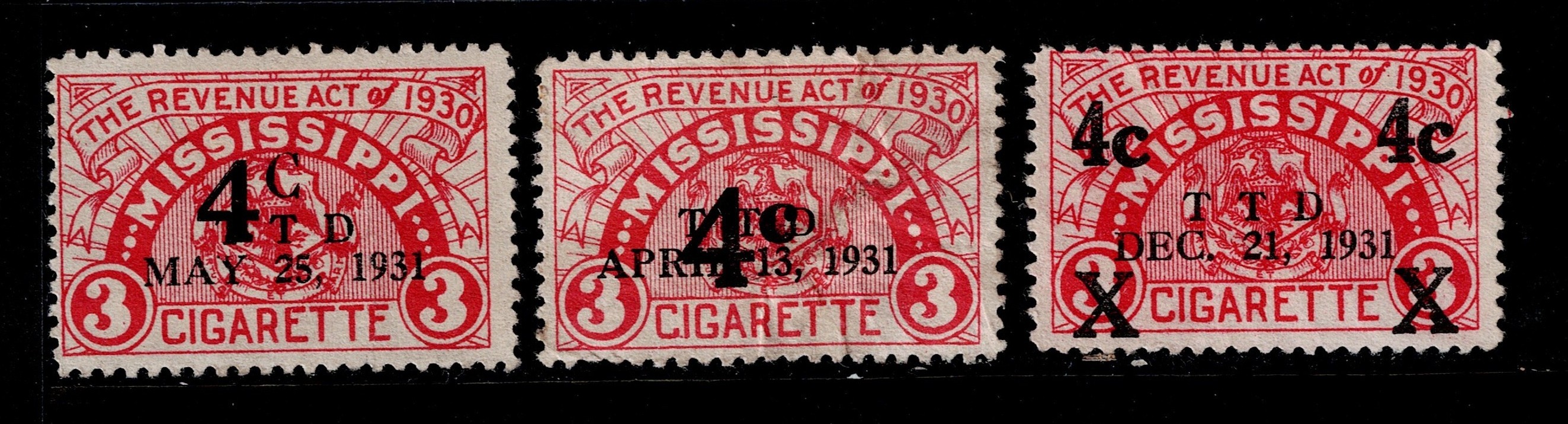 MS cigarette C7 – C7b 4c U F-VF set of all 3 4c surcharge on C2