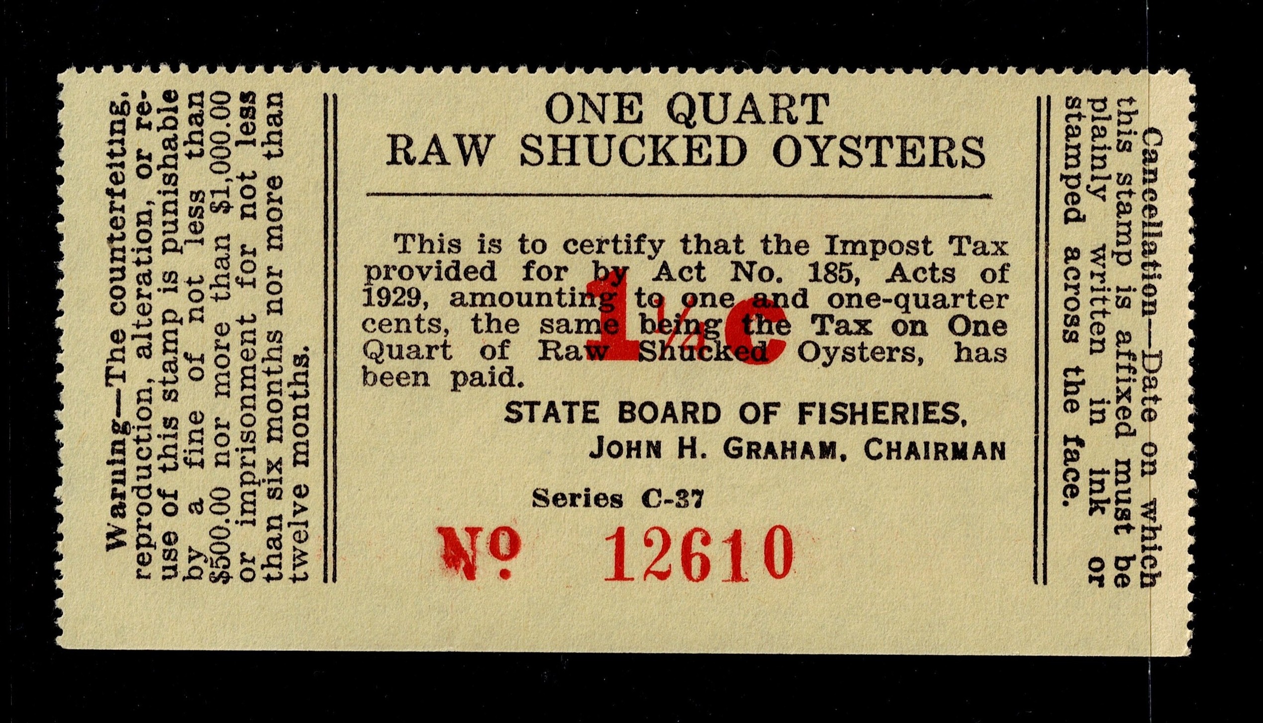 SC oysters OY71 1-1/4c Unused VF