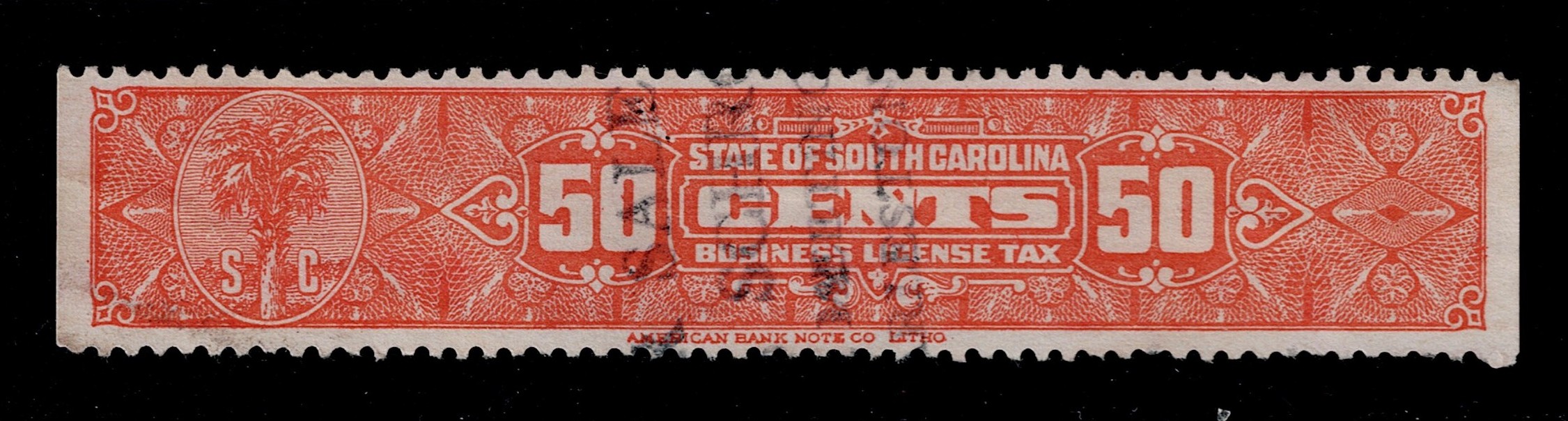 SC business license BL67  50c U VF