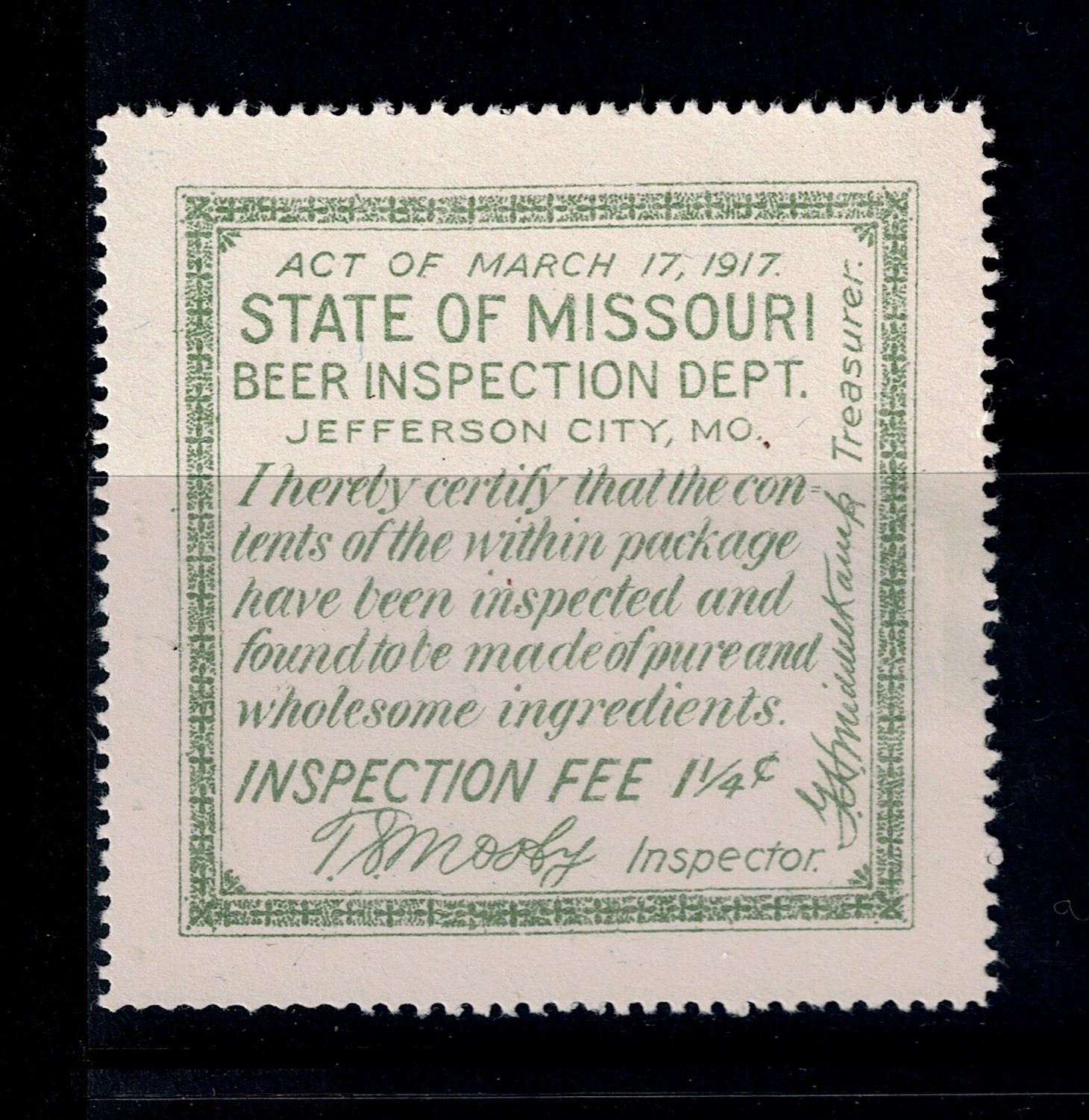 MO soft drinks SD9 1-1/4c MNG VF