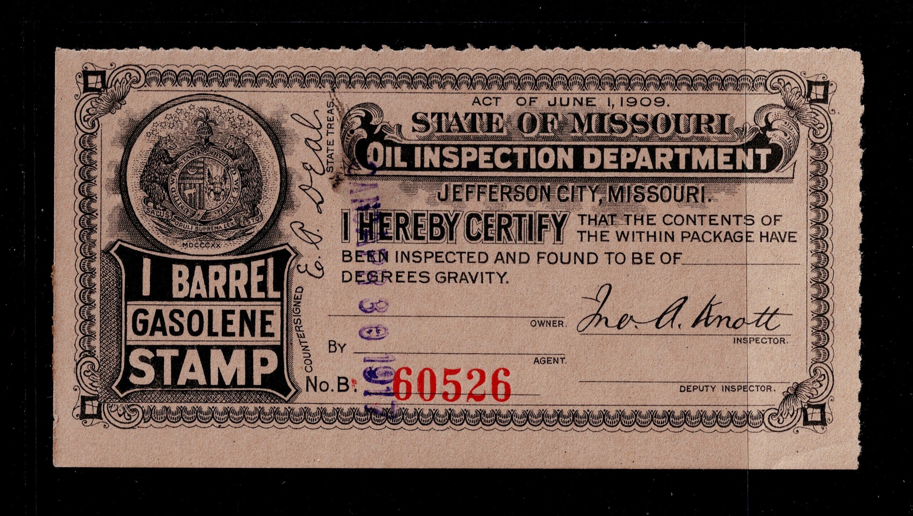 MO gasoline G33 1 bbl. U VF