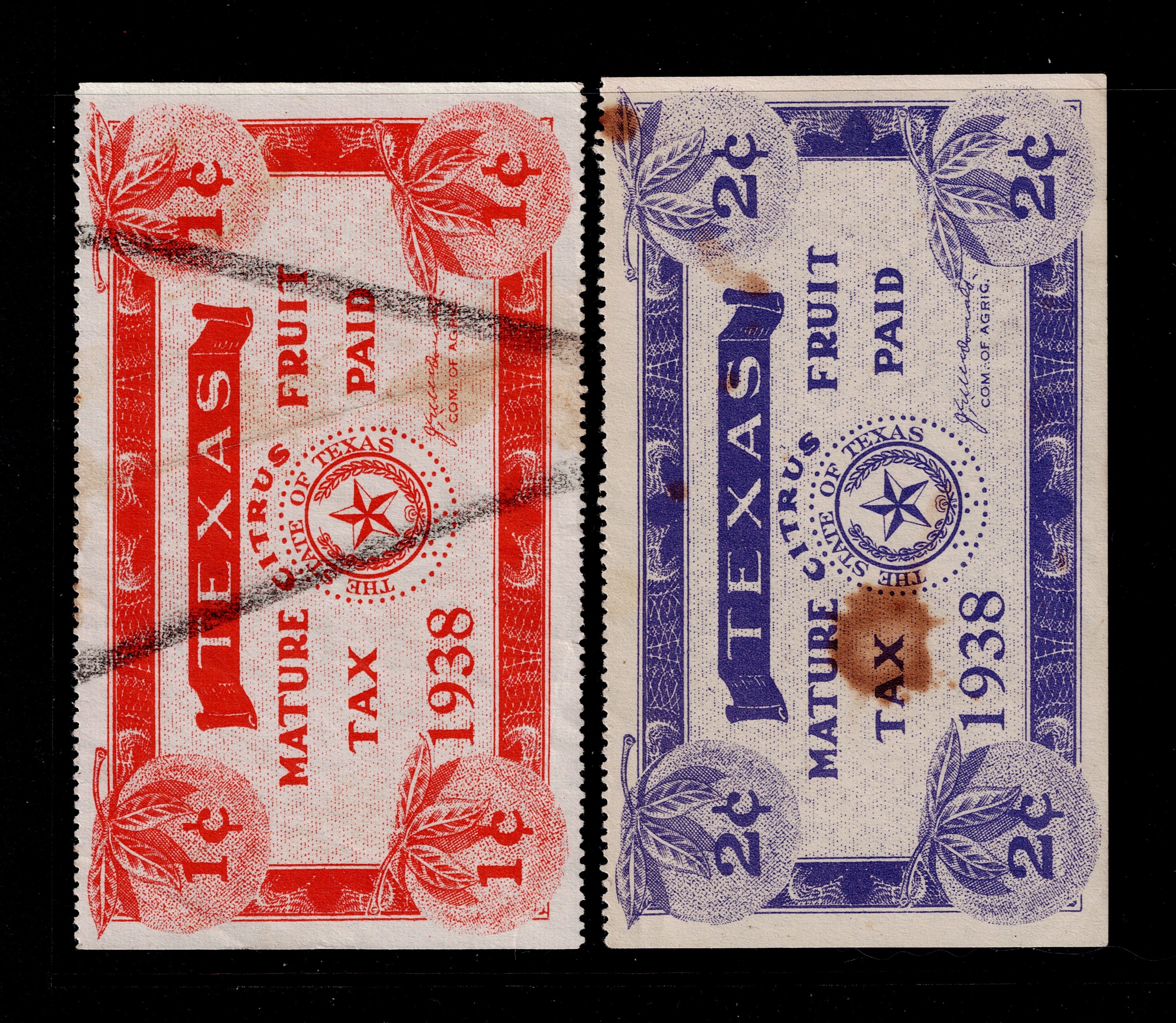 TX citrus CF23, CF24 1c, 2c U F-VF, 1938