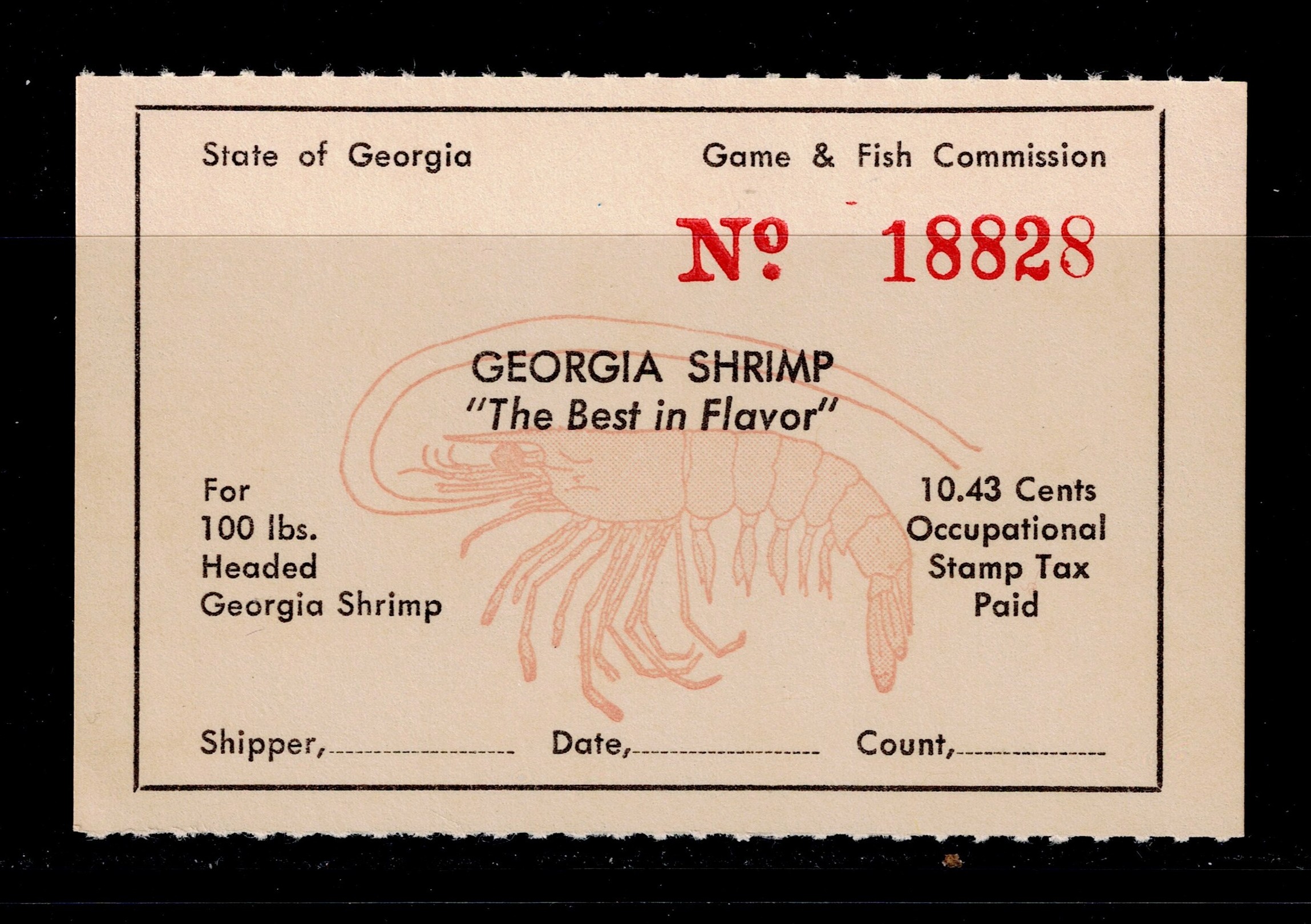 GA shrimp SH5 10.43c MNH VF