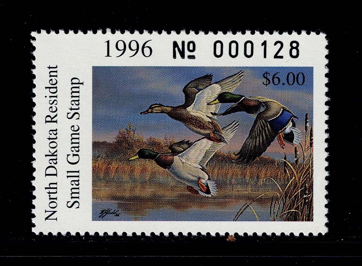 ND waterfowl small game habitat SGHB30 $6 MNH VF, 1996